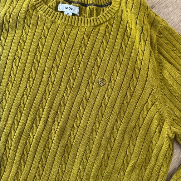 Izod Green Crew Neck Sweater Cable Knit Size XL - Picture 3 of 6